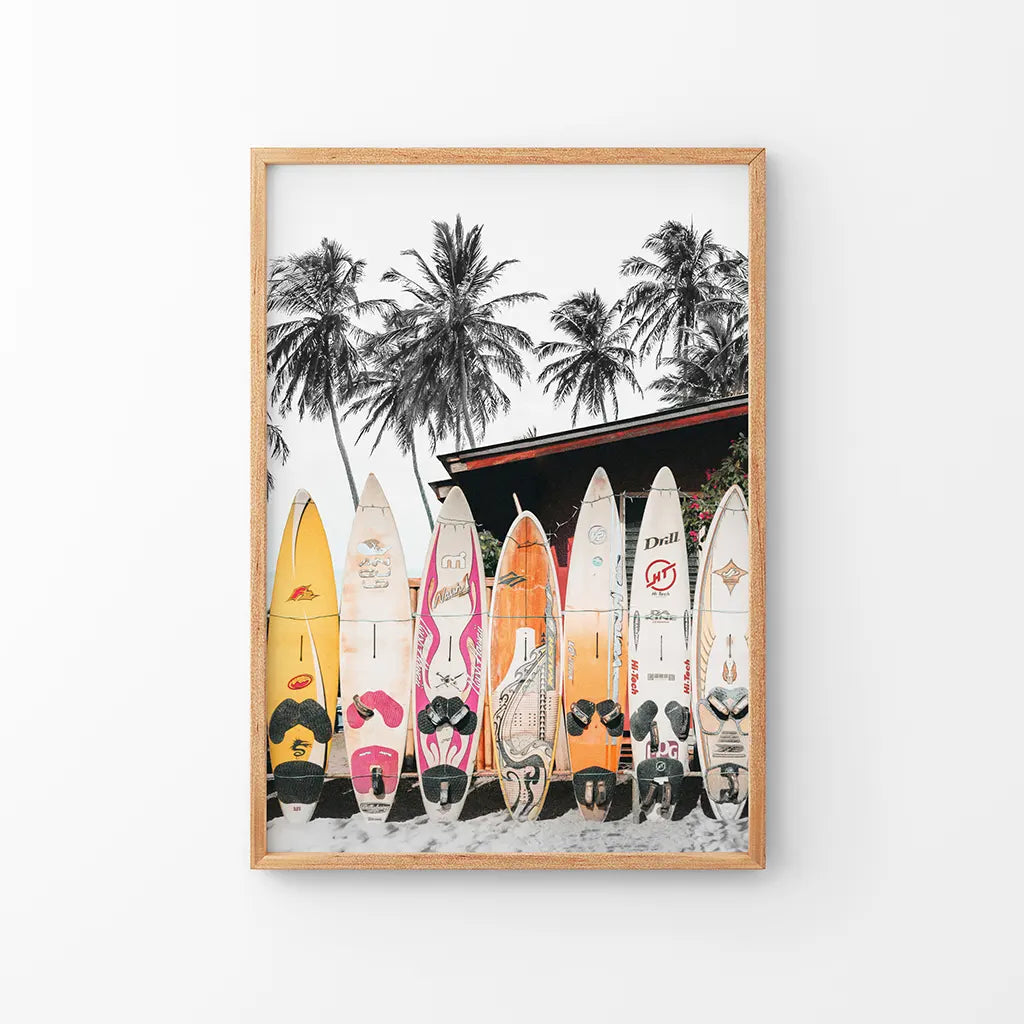Tropical Surfboard Wall Art - California Beach Life Print
