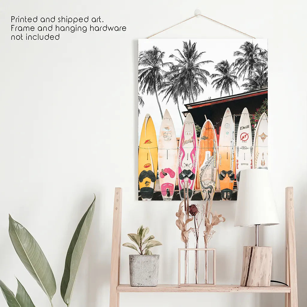 Tropical Surfboard Wall Art - California Beach Life Print