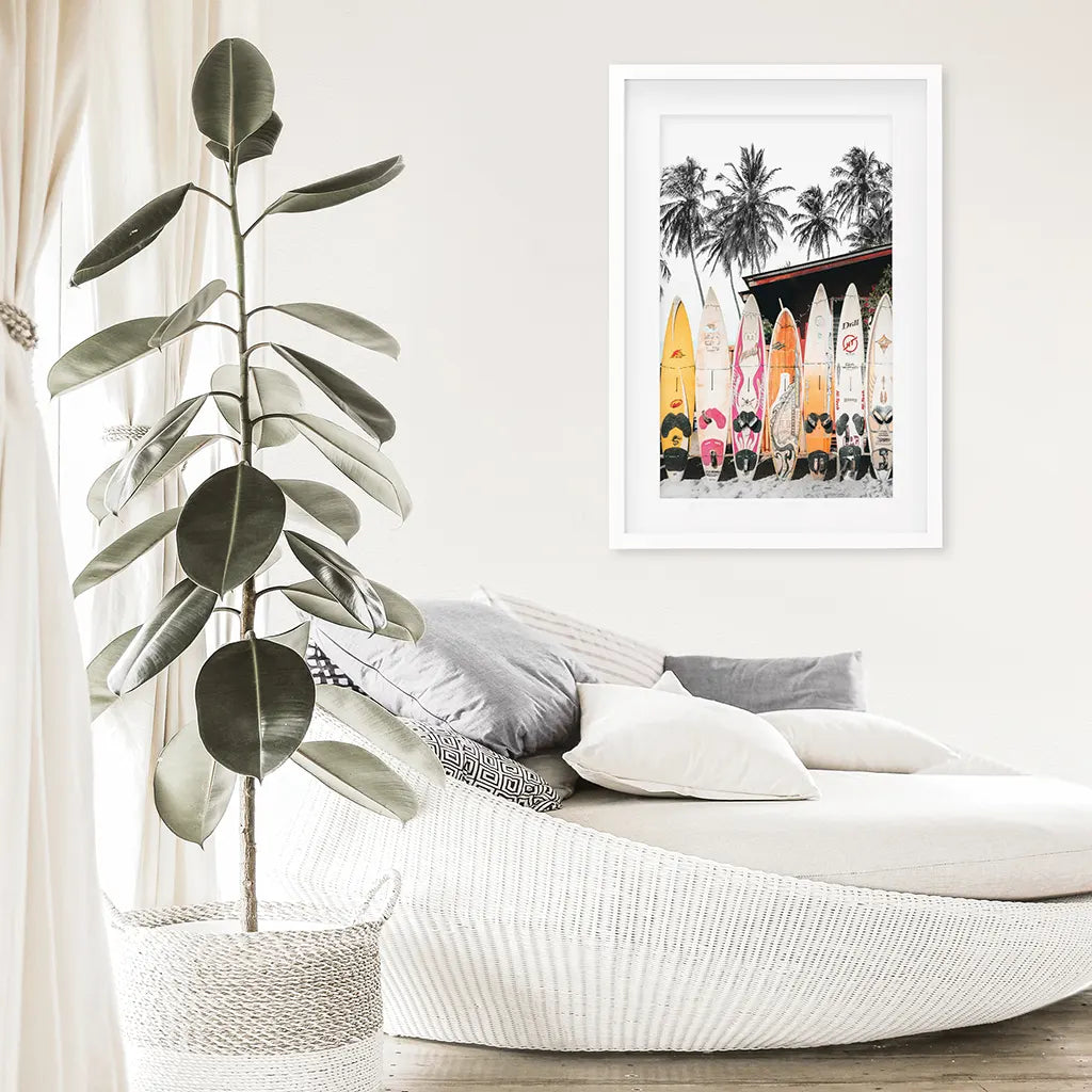 Tropical Surfboard Wall Art - California Beach Life Print