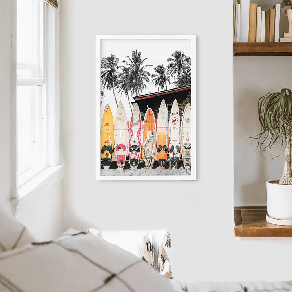 Tropical Surfboard Wall Art - California Beach Life Print