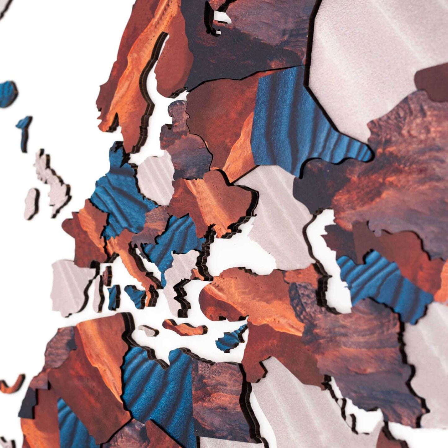 3D Wooden World Map Wall Art - Dune