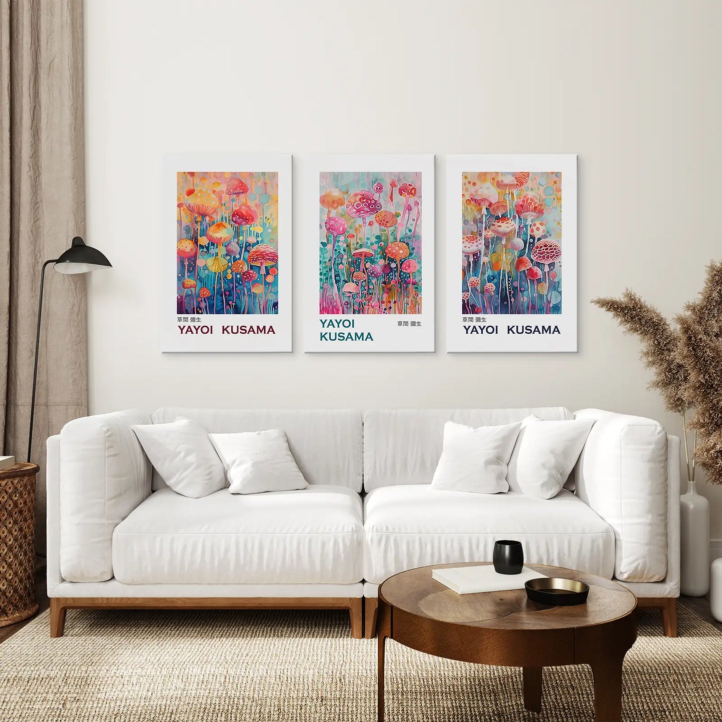 Colorful Mushroom Wall Art Set of 3 Prints Decor