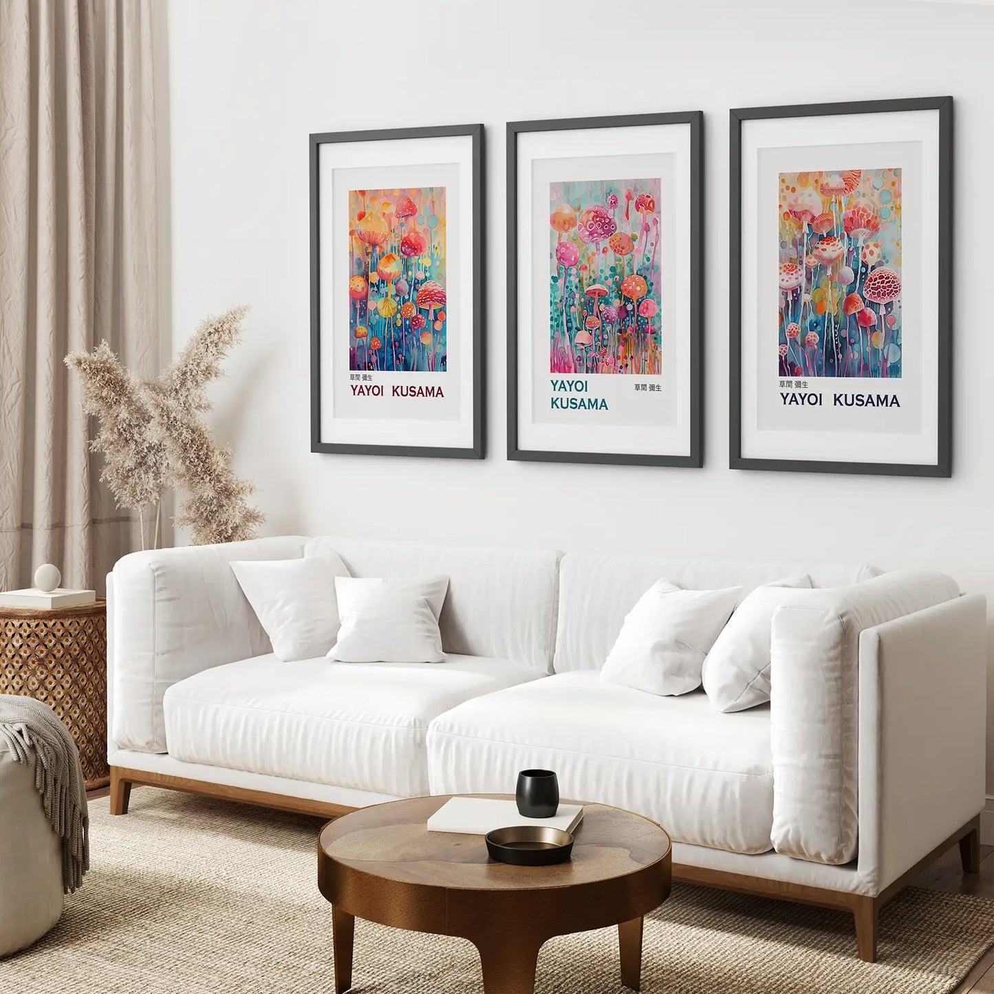 Colorful Mushroom Wall Art Set of 3 Prints Decor