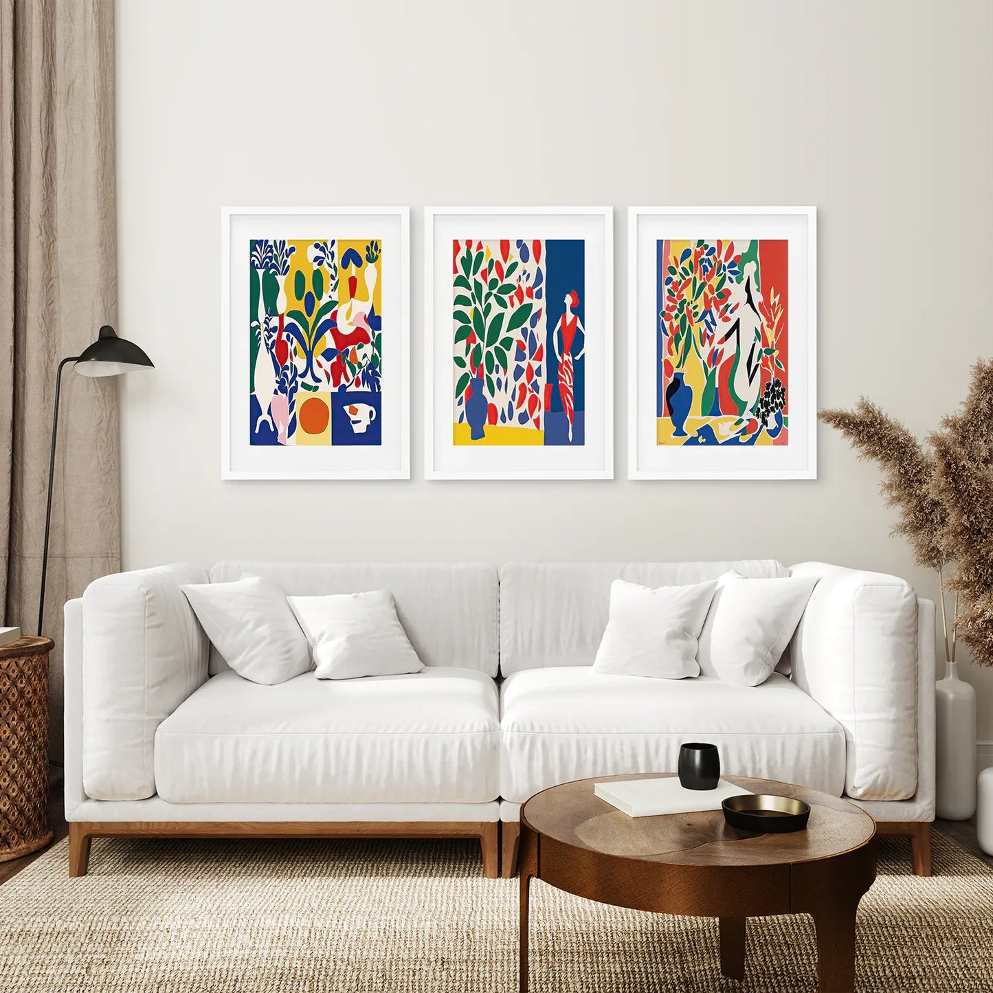 Modern Colorful Floral Wall Art Set of 3 Prints