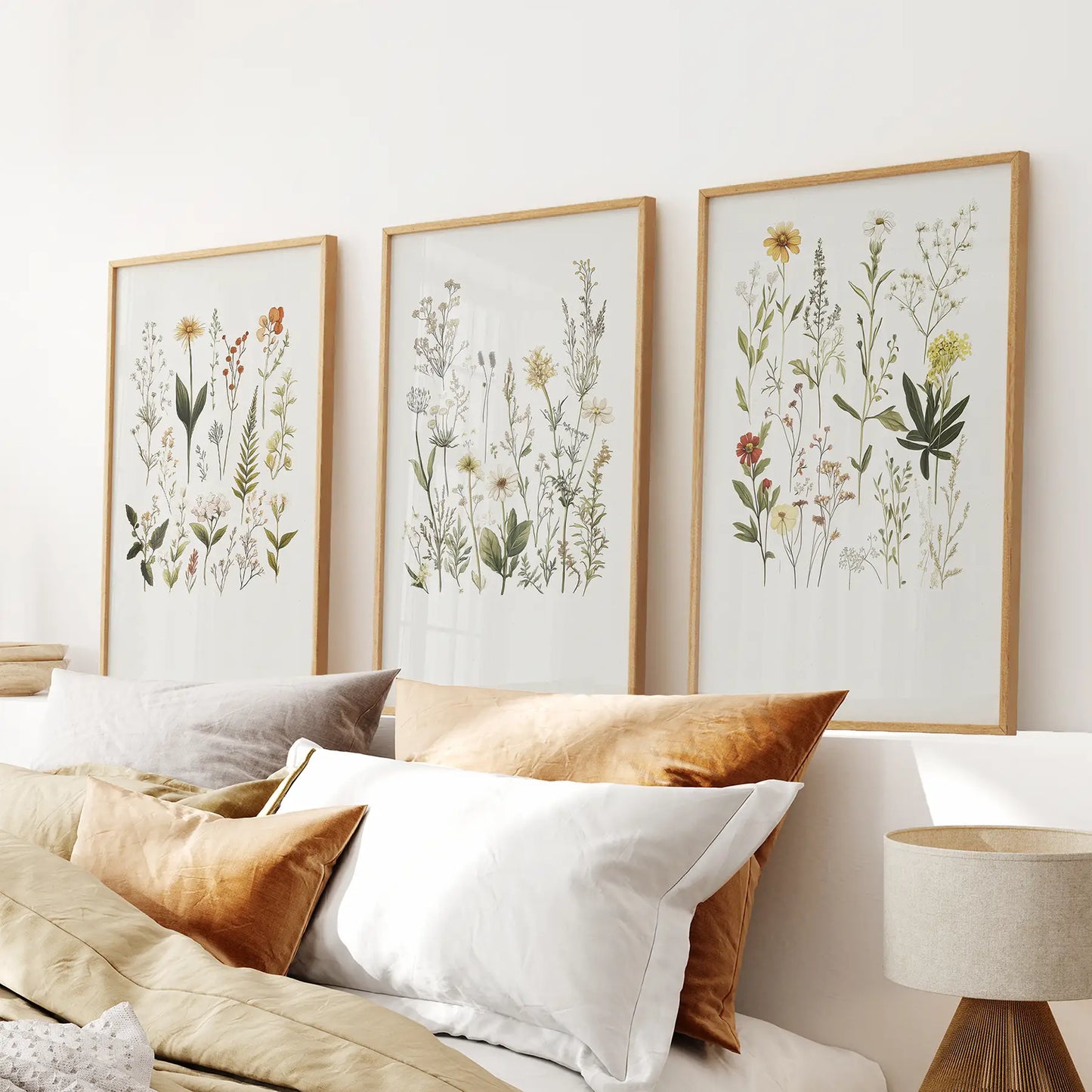 Colorful Wildflower Watercolor Wall Art Set of 3