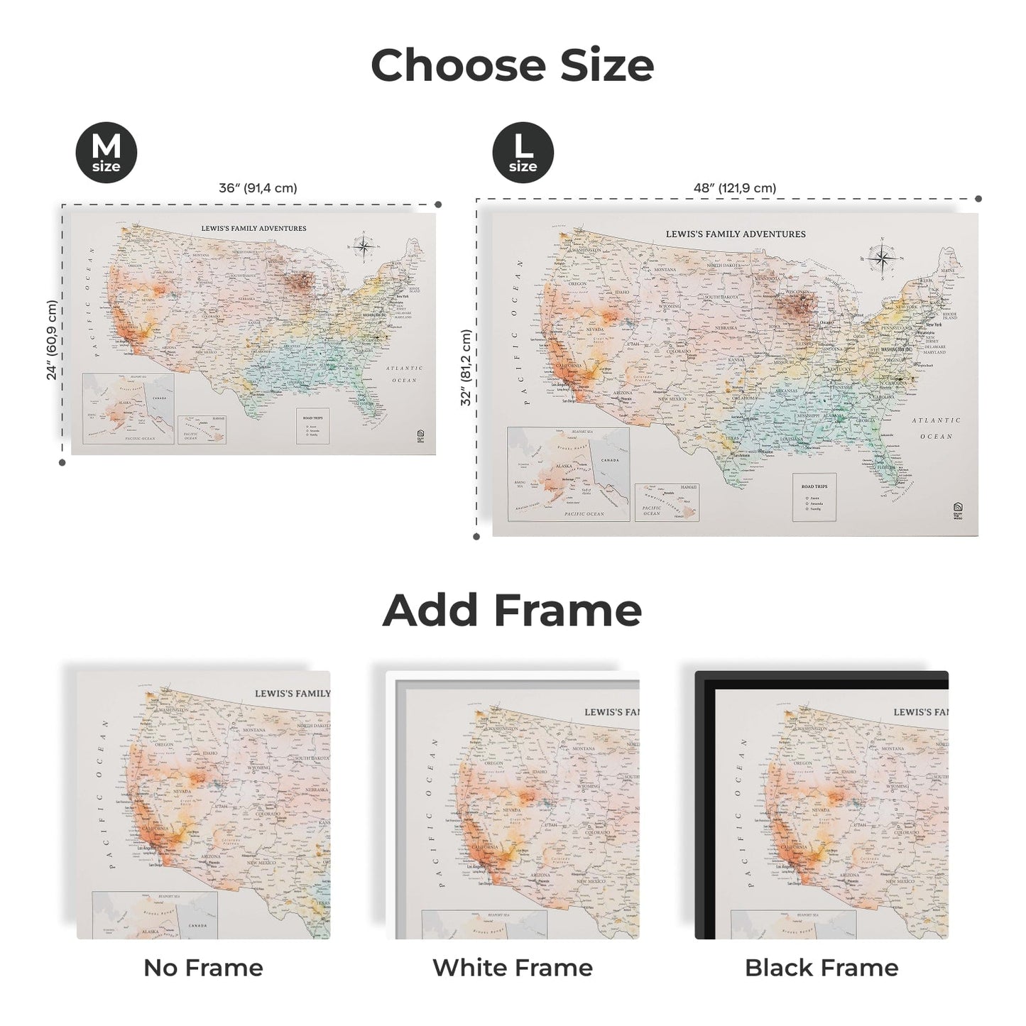 Canvas USA Map Wall Art - Colorful