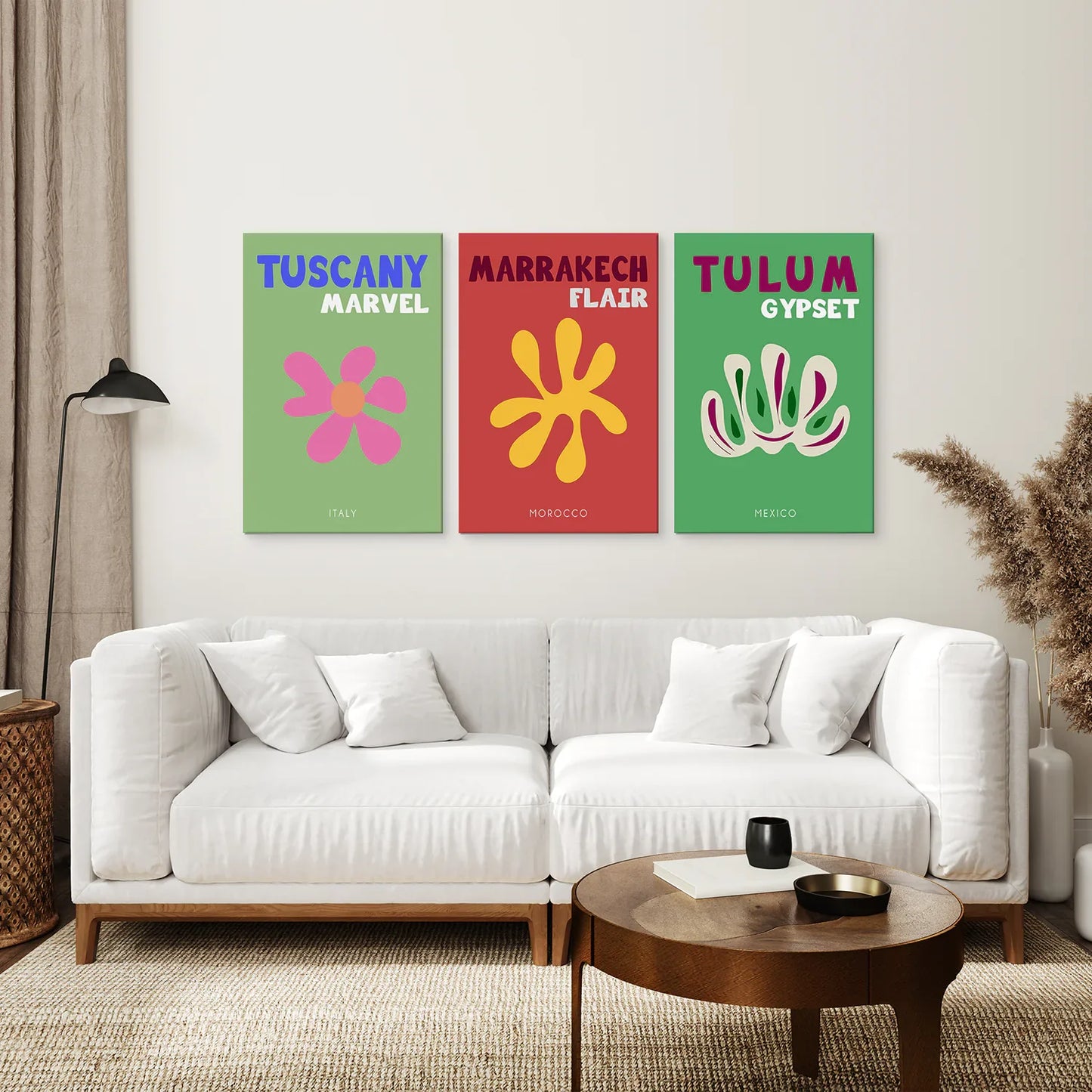 Retro Travel Wall Art Set of 3, Preppy Poster Bundle