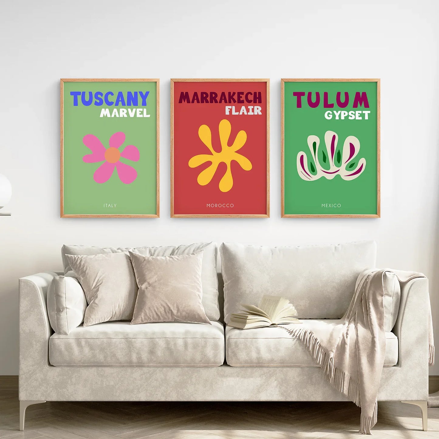 Retro Travel Wall Art Set of 3, Preppy Poster Bundle