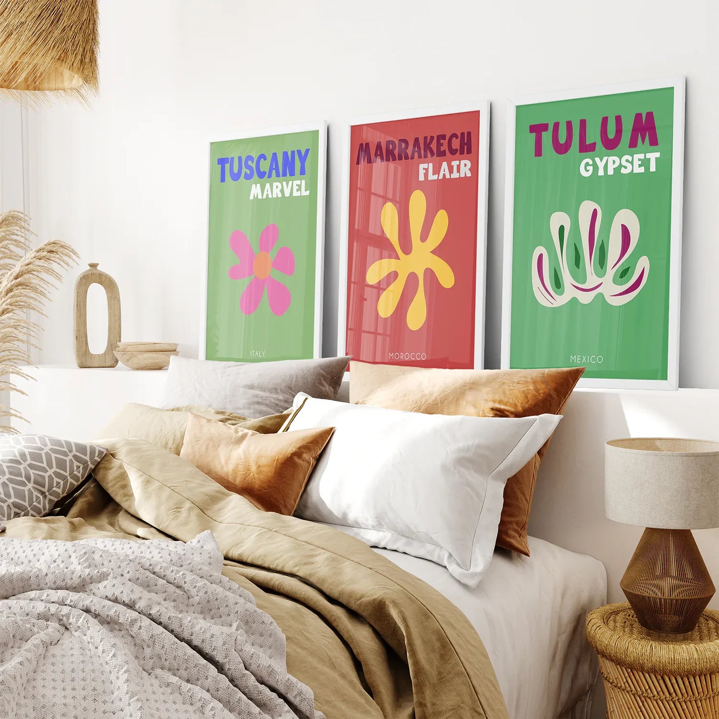 Retro Travel Wall Art Set of 3, Preppy Poster Bundle
