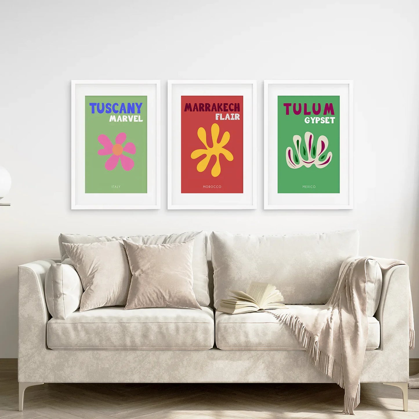 Retro Travel Wall Art Set of 3, Preppy Poster Bundle