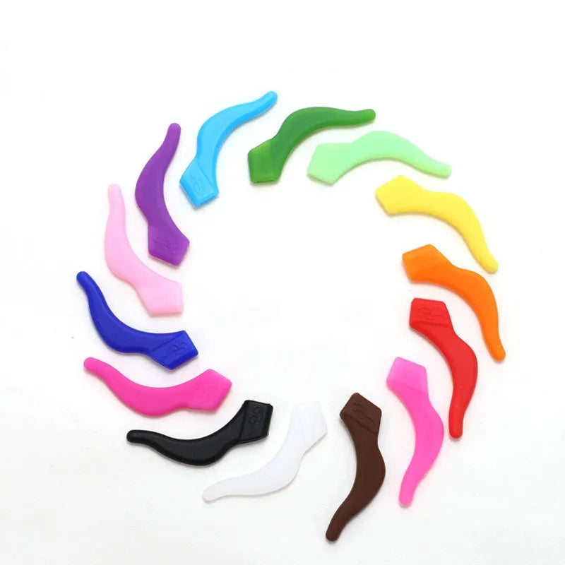 Colorful silicone glasses ear hooks all colors display