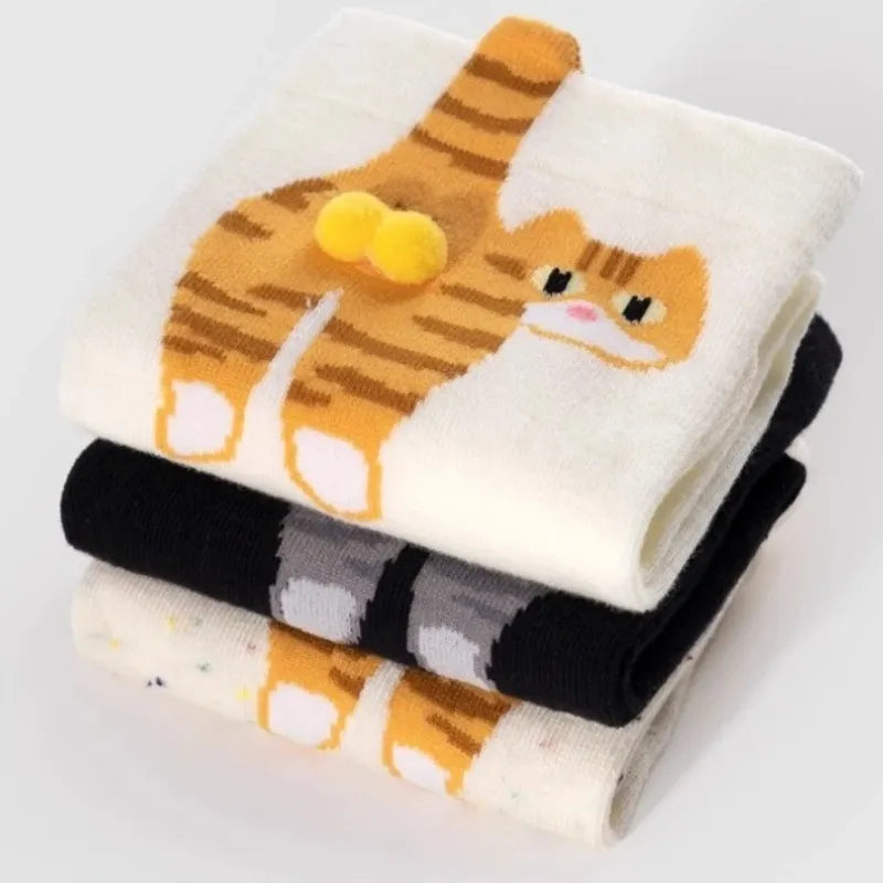 Comfortable mid-calf cat socks for women and men