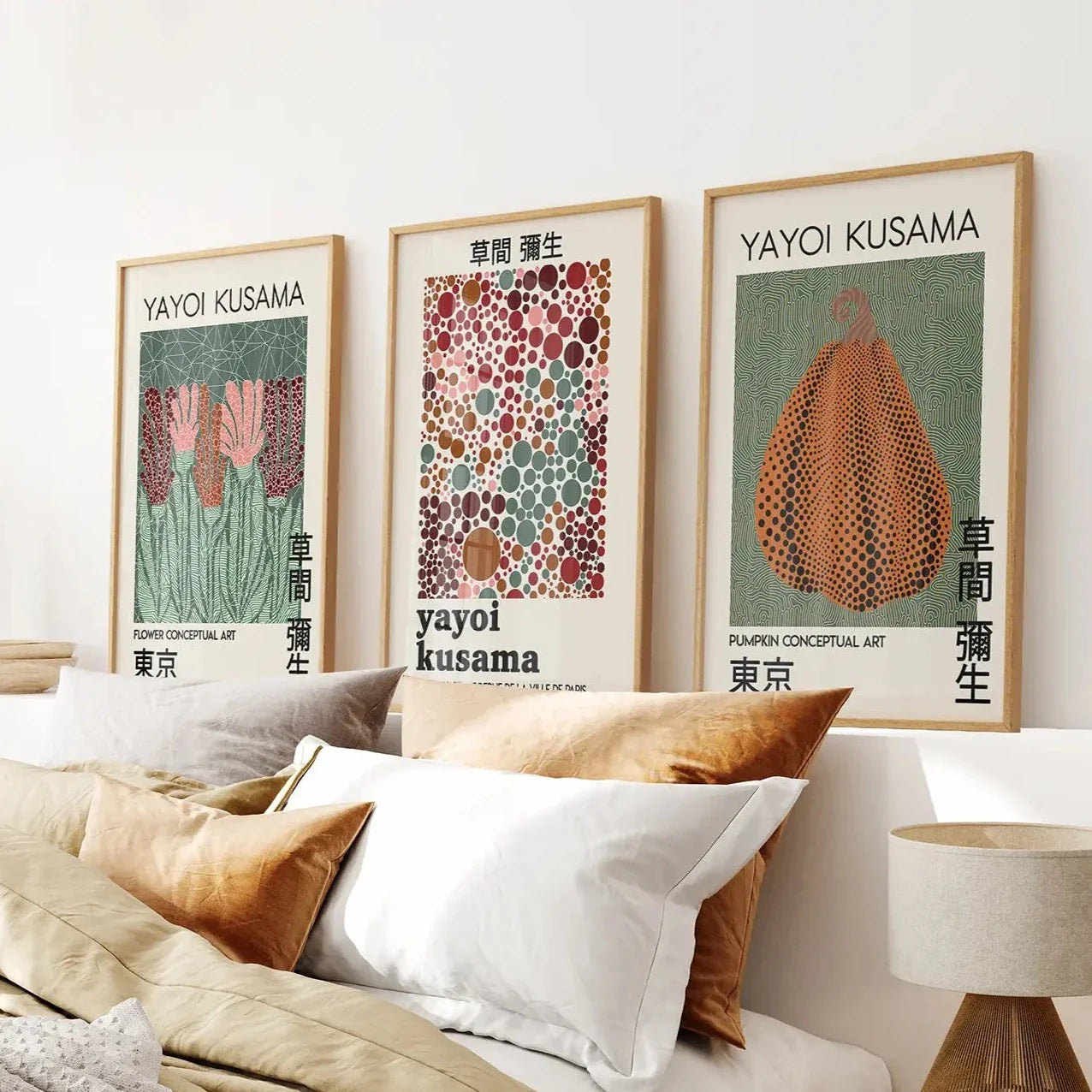 Contemporary abstract wall art set of 3 dot prints