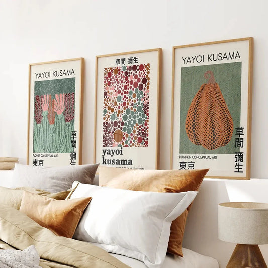 Contemporary abstract wall art set of 3 dot prints