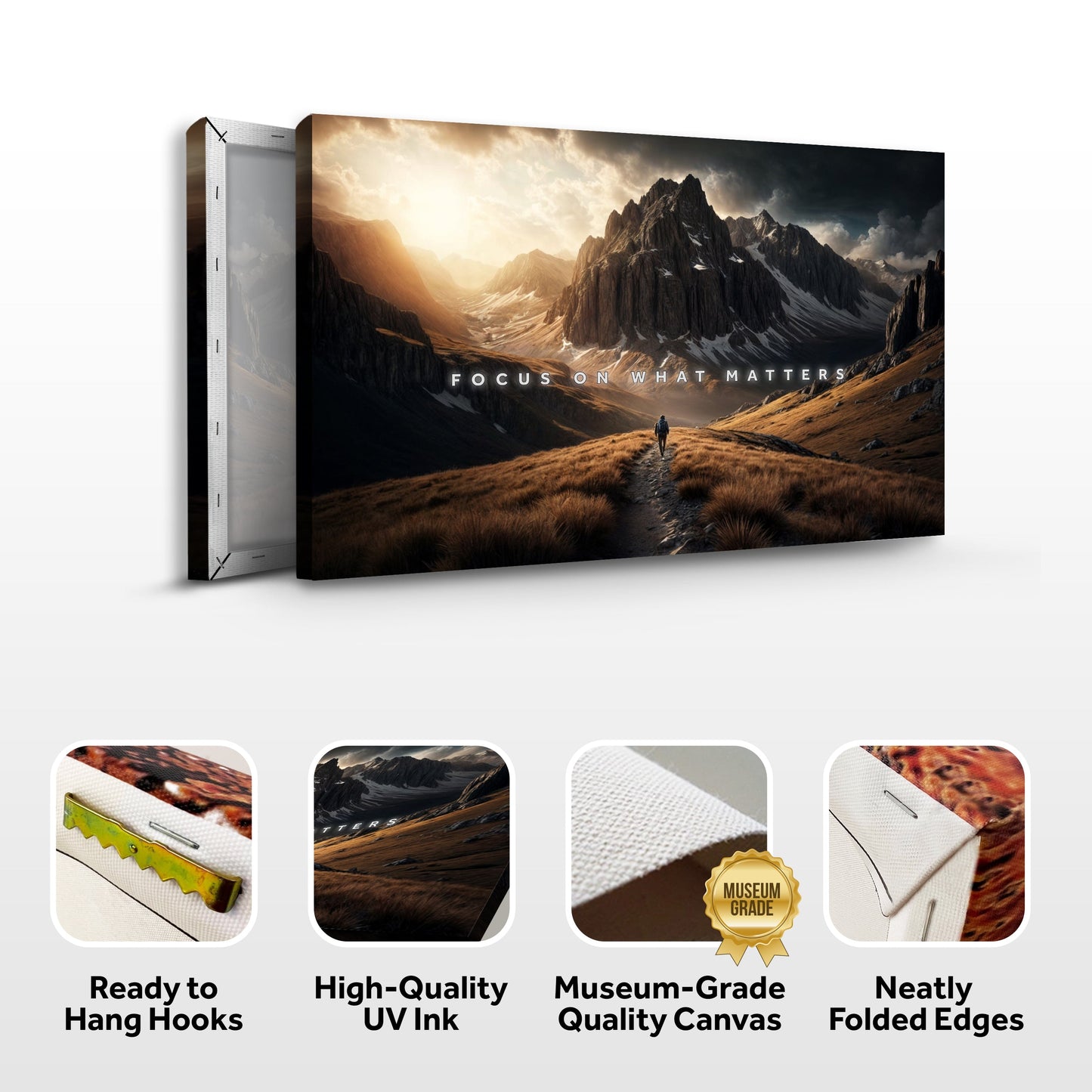 Ascend Mountain Motivational Canvas Wall Art