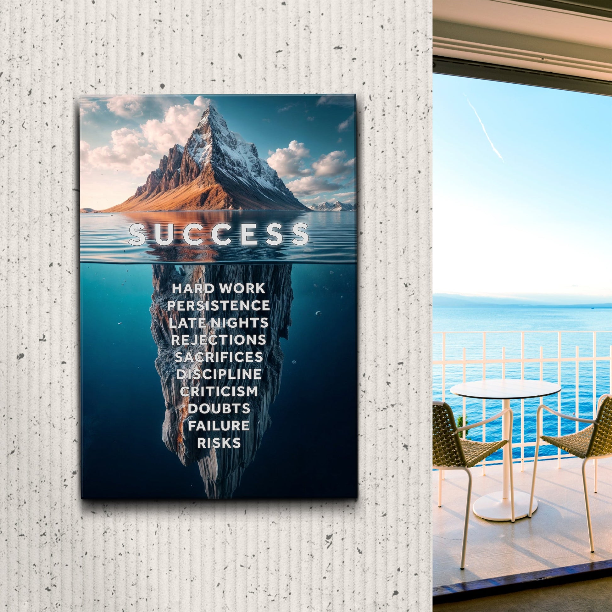 Foundations motivational canvas wall art depicting the elements beneath success, gallery-wrapped