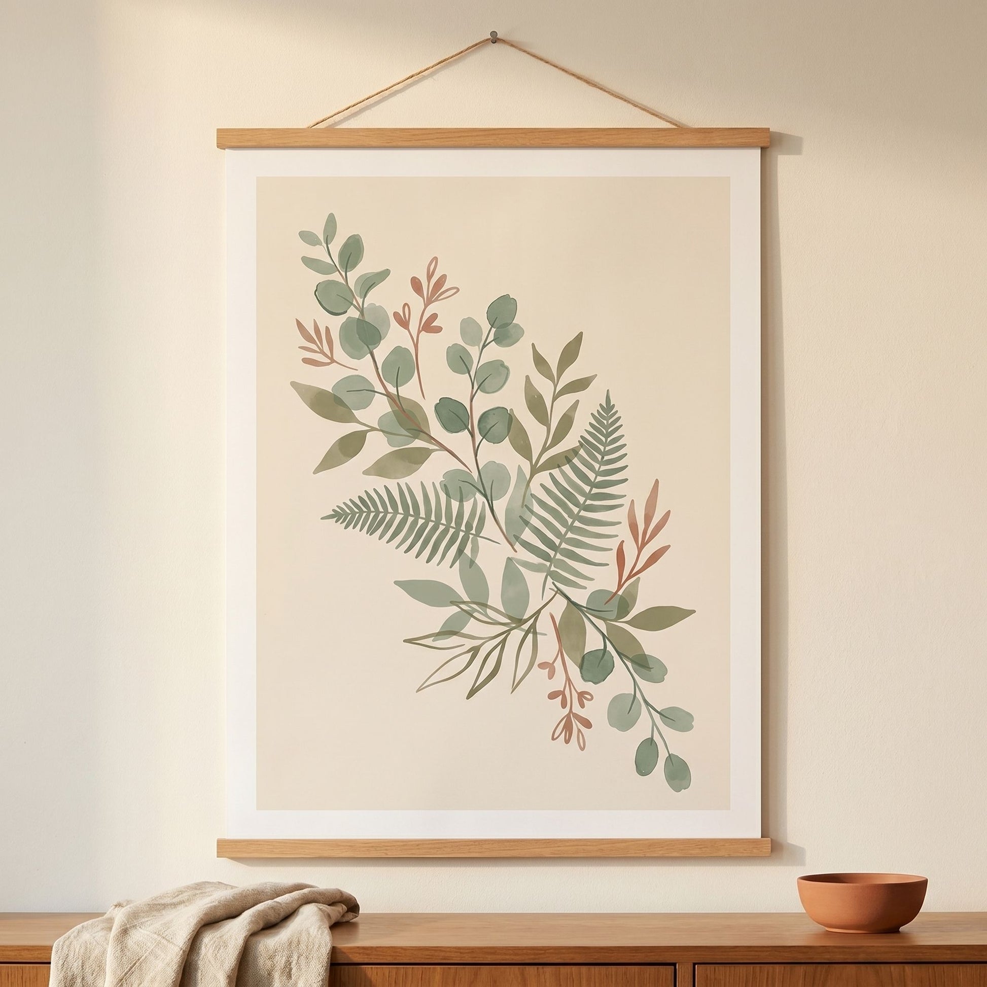 Sage Botanica Boho Botanical Print - 20x25 cm / 8x10″ / Museum-Quality Matte Paper Wooden Framed Poster - Black frame - Sparkycare