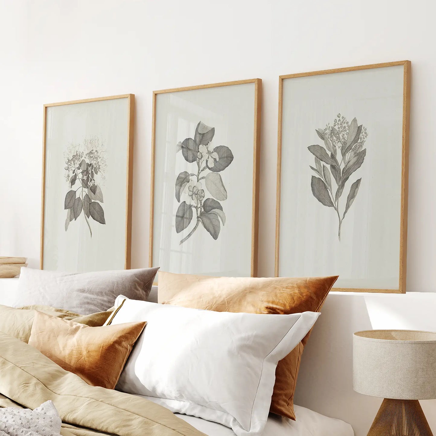 Set of 3 antique floral wall art prints
