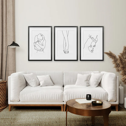 Couple Line Art Wall Art Set of 3, Holding Hands Prints