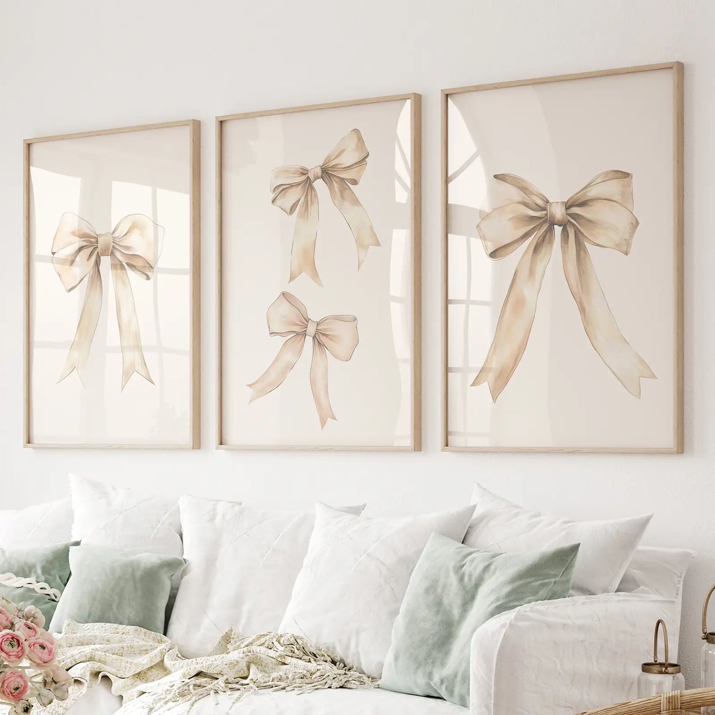 Aesthetic Bows Nursery Wall Art Poster Set of 3