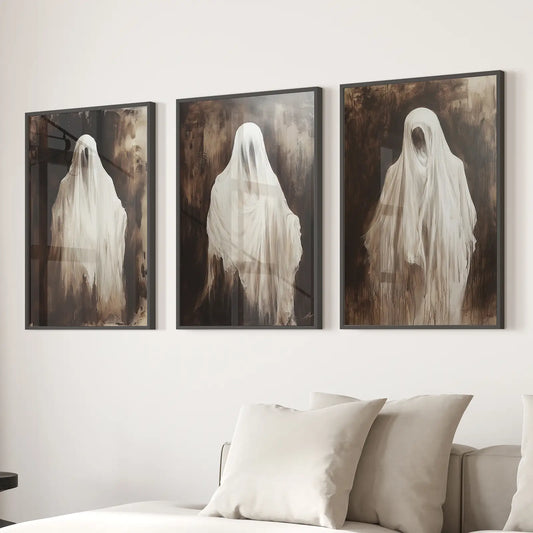 Vintage Ghosts Halloween Wall Art Poster Set