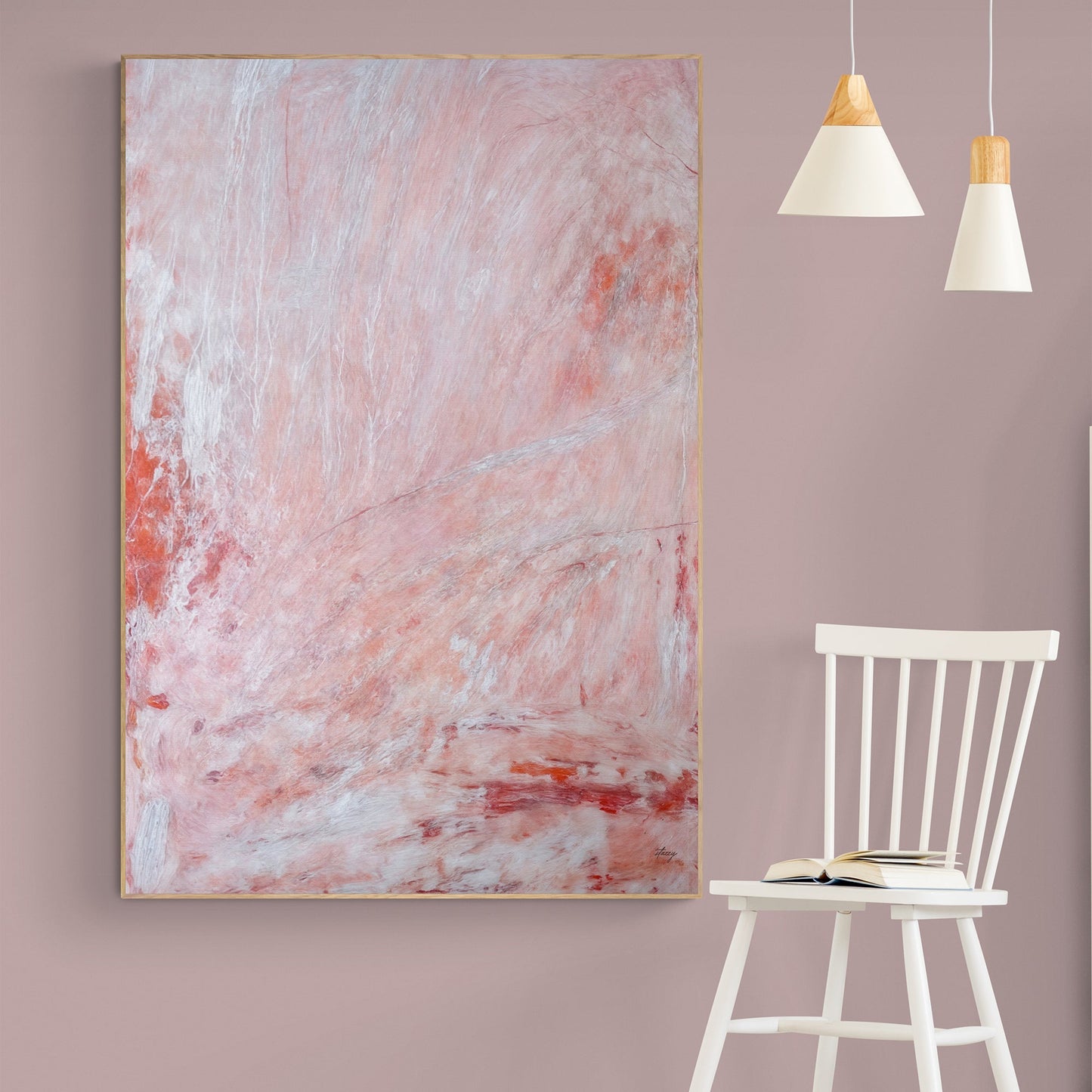 Crimson Veil Contemporary Abstract Canvas Wall Art