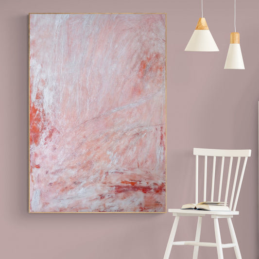 Crimson Veil Contemporary Abstract Canvas Wall Art
