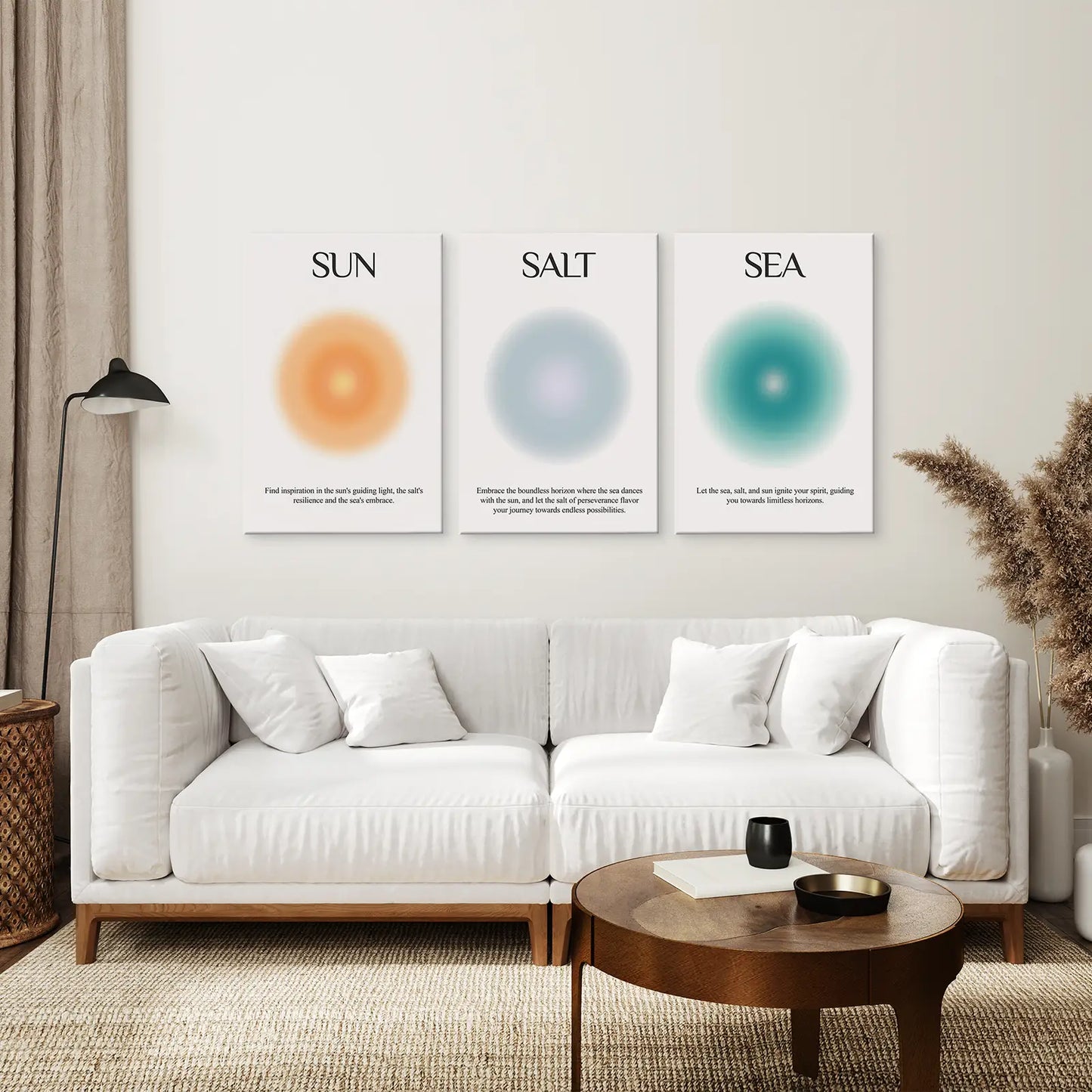 Sun Salt and Sea Aura Wall Art Set of 3 Prints
