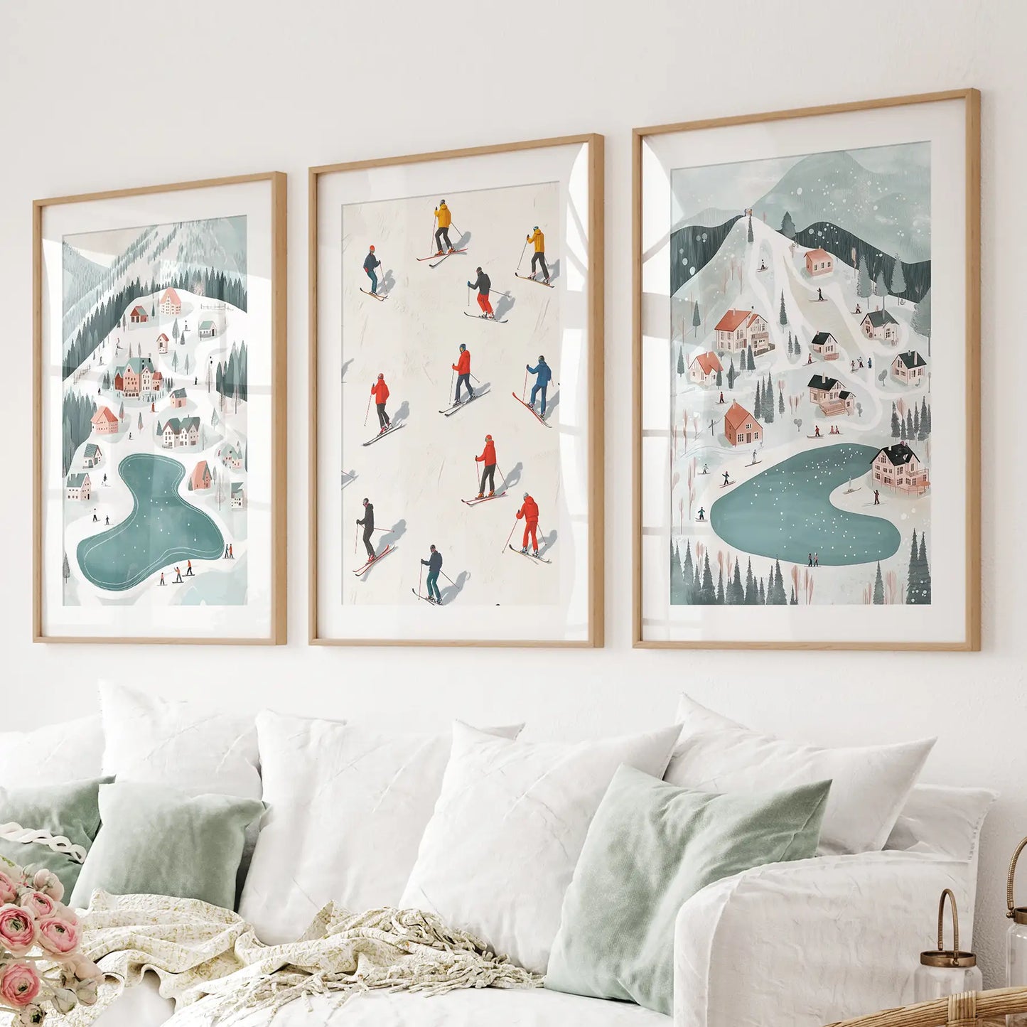Christmas Village Holiday Wall Art Print Set