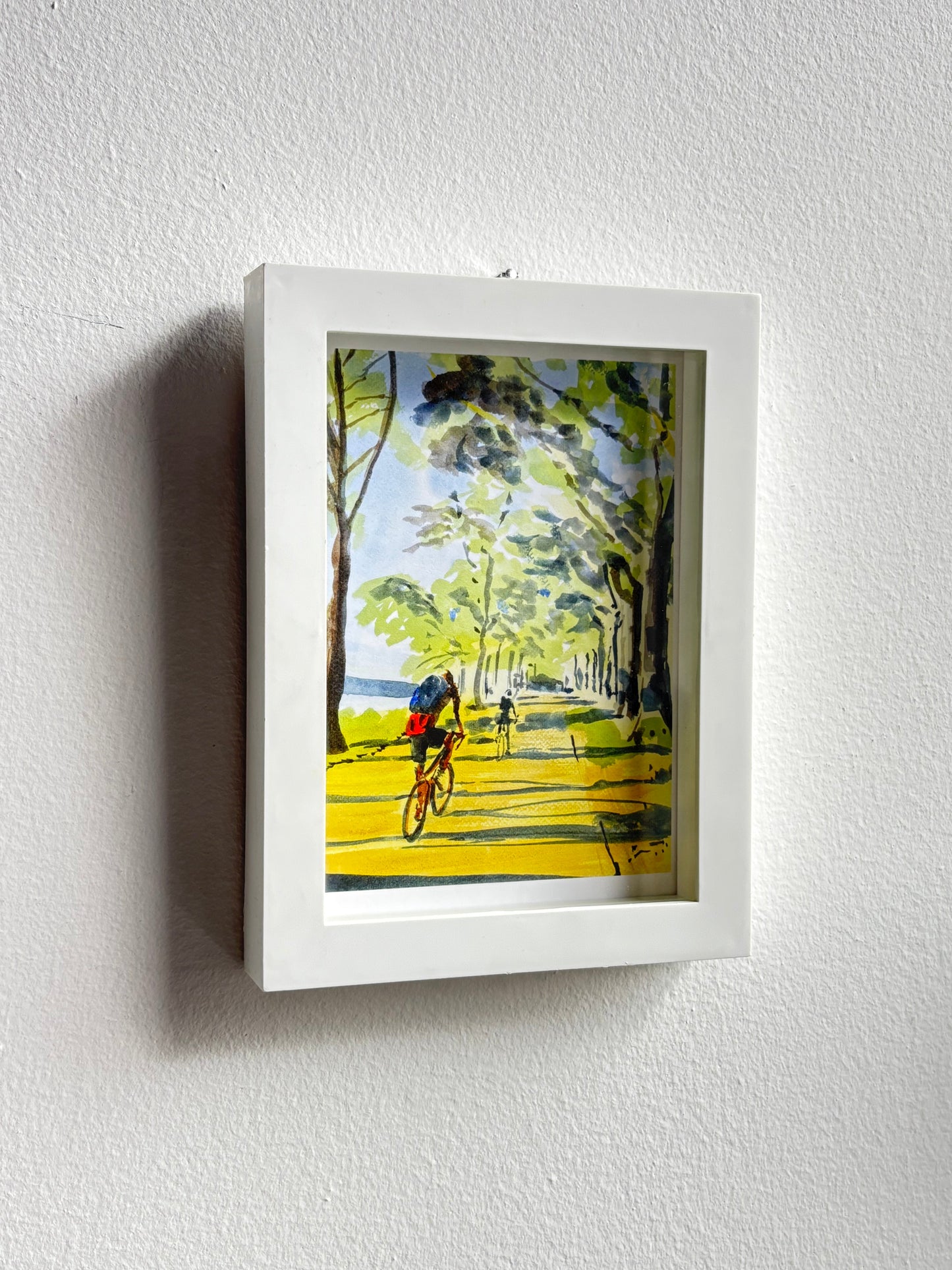 Biking the Hudson River Watercolor Art Print