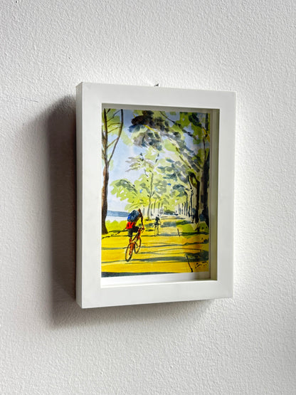 Biking the Hudson River Watercolor Art Print