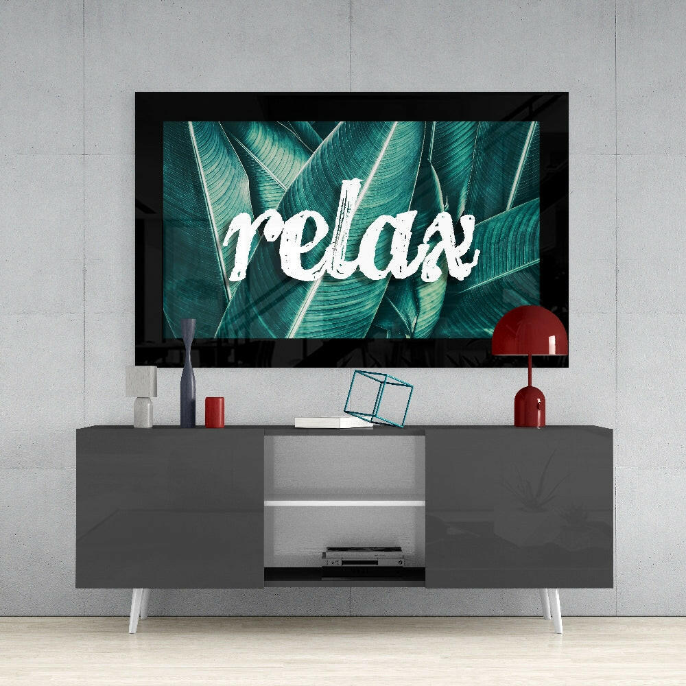 Calm Tropical Leaf Glass Wall Art