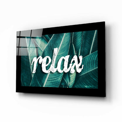 Tropical palm leaf calm tempered glass wall art