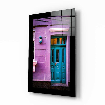 Colorful Building Mediterranean doorway glass wall art