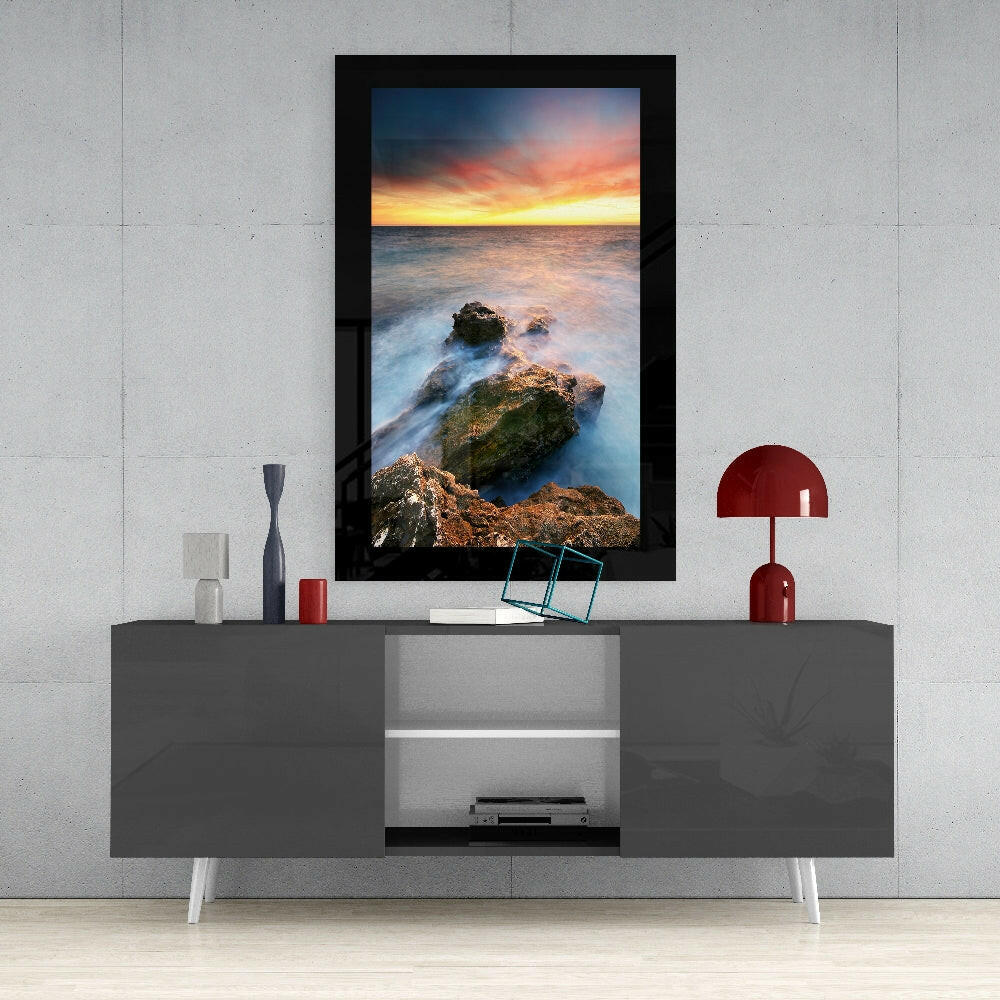 Tangerine Shoreline Glass Wall Art