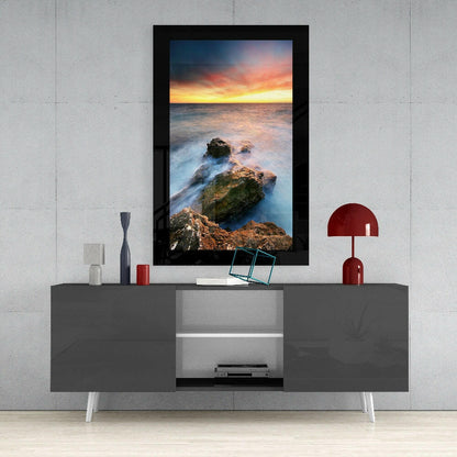 Tangerine Shoreline Glass Wall Art