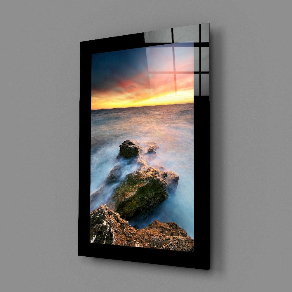 Tangerine Shoreline Glass Wall Art