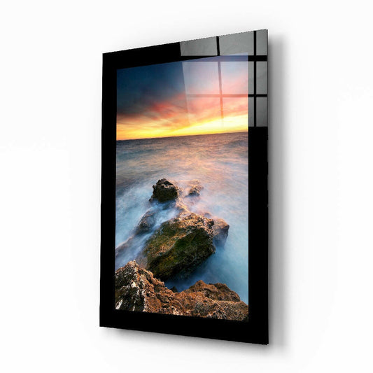 Tangerine Shoreline Glass Wall Art