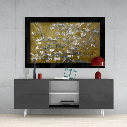 Van Gogh-Inspired Almond Blossom Glass Wall Art
