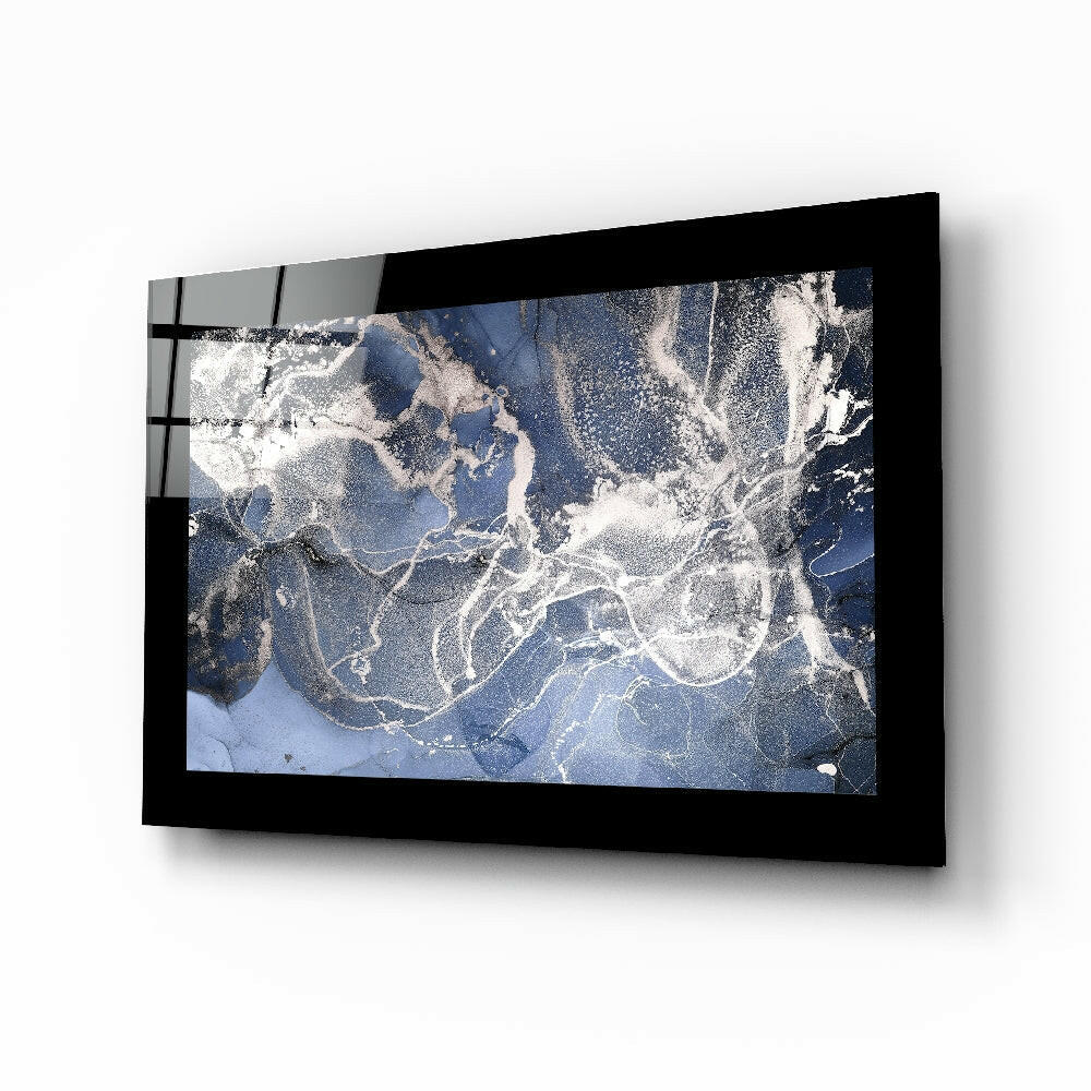 Blue Quartz marbled glass wall art