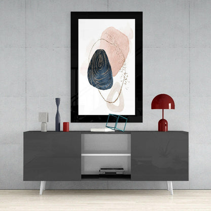 Navy Blush Modernity Abstract Glass Wall Art