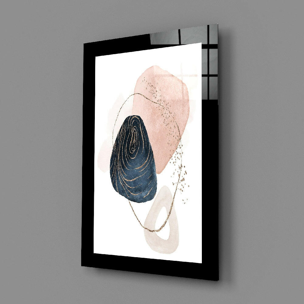 Navy Blush Modernity Abstract Glass Wall Art