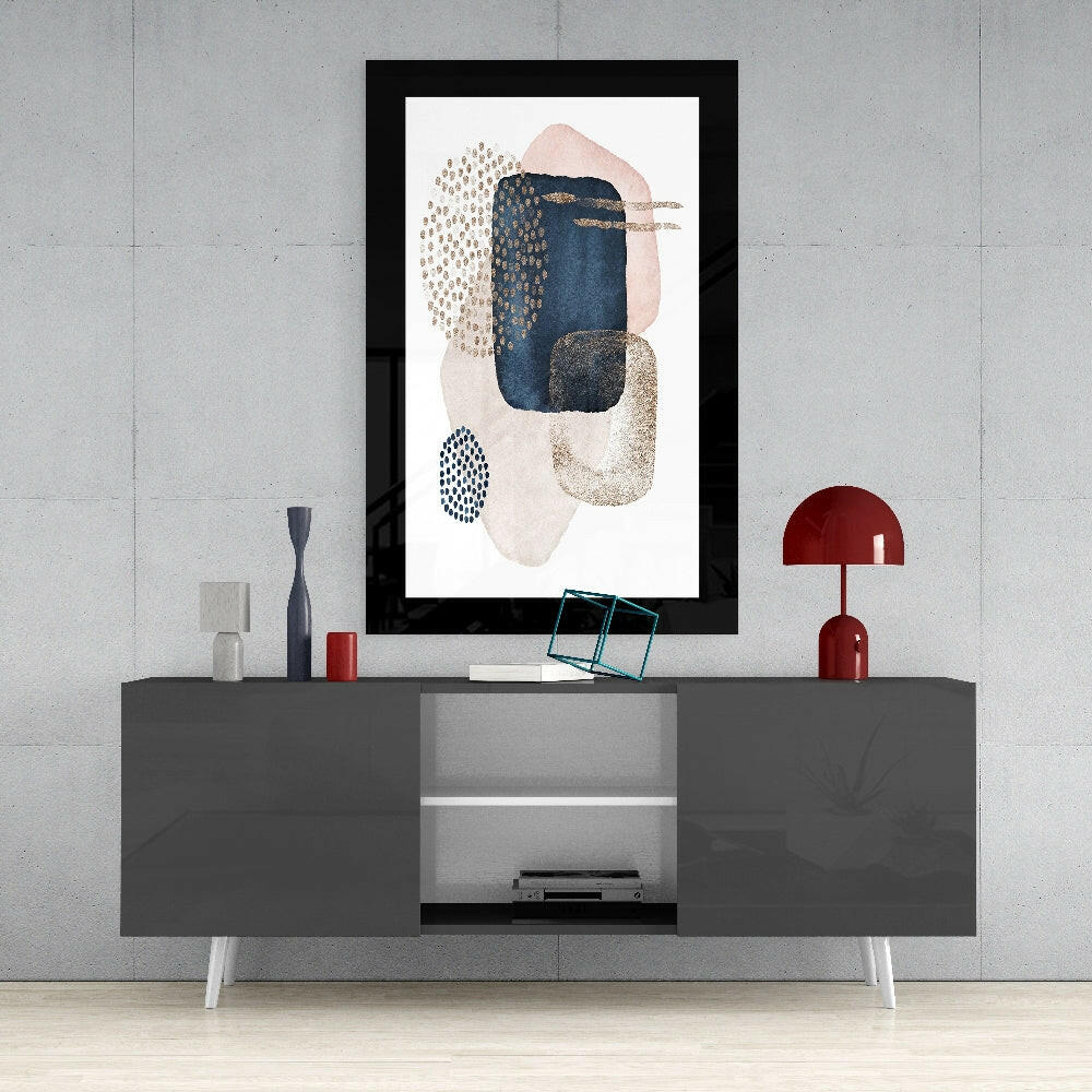 Navy Bronze Abstract Glass Wall Art