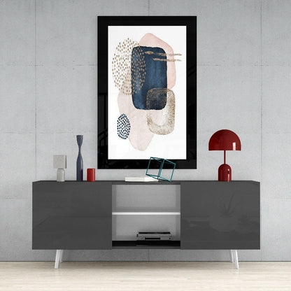 Navy Bronze Abstract Glass Wall Art