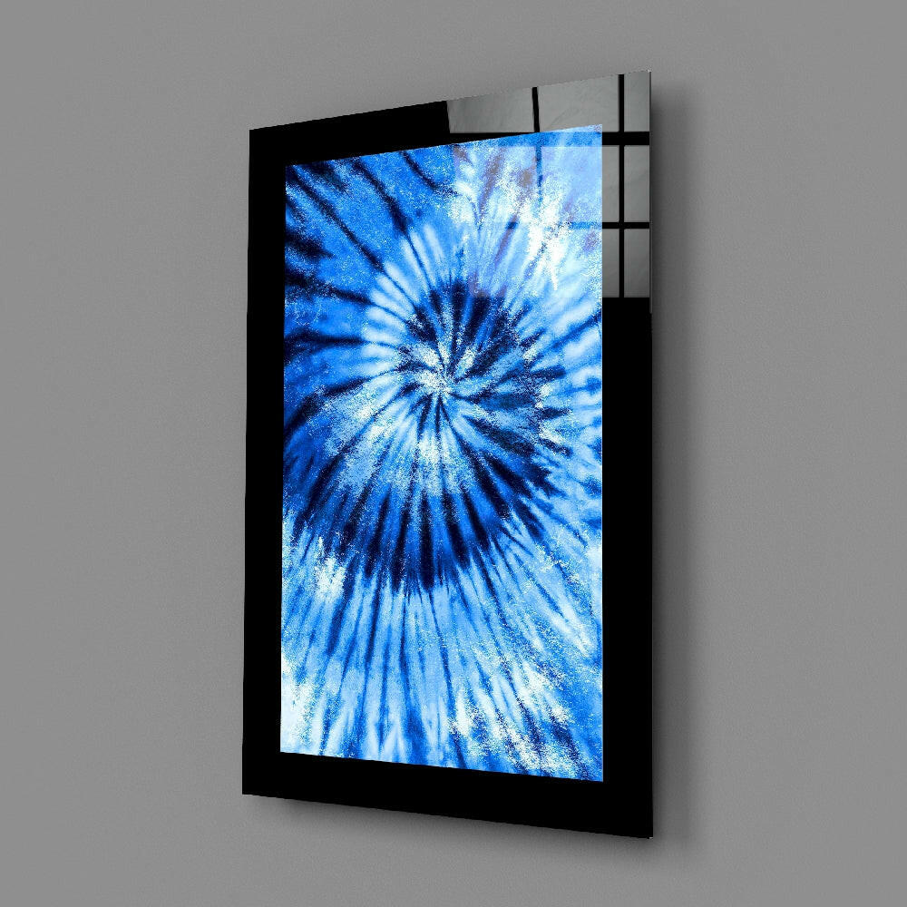 Blue Tie Dye Vortex Glass Wall Art