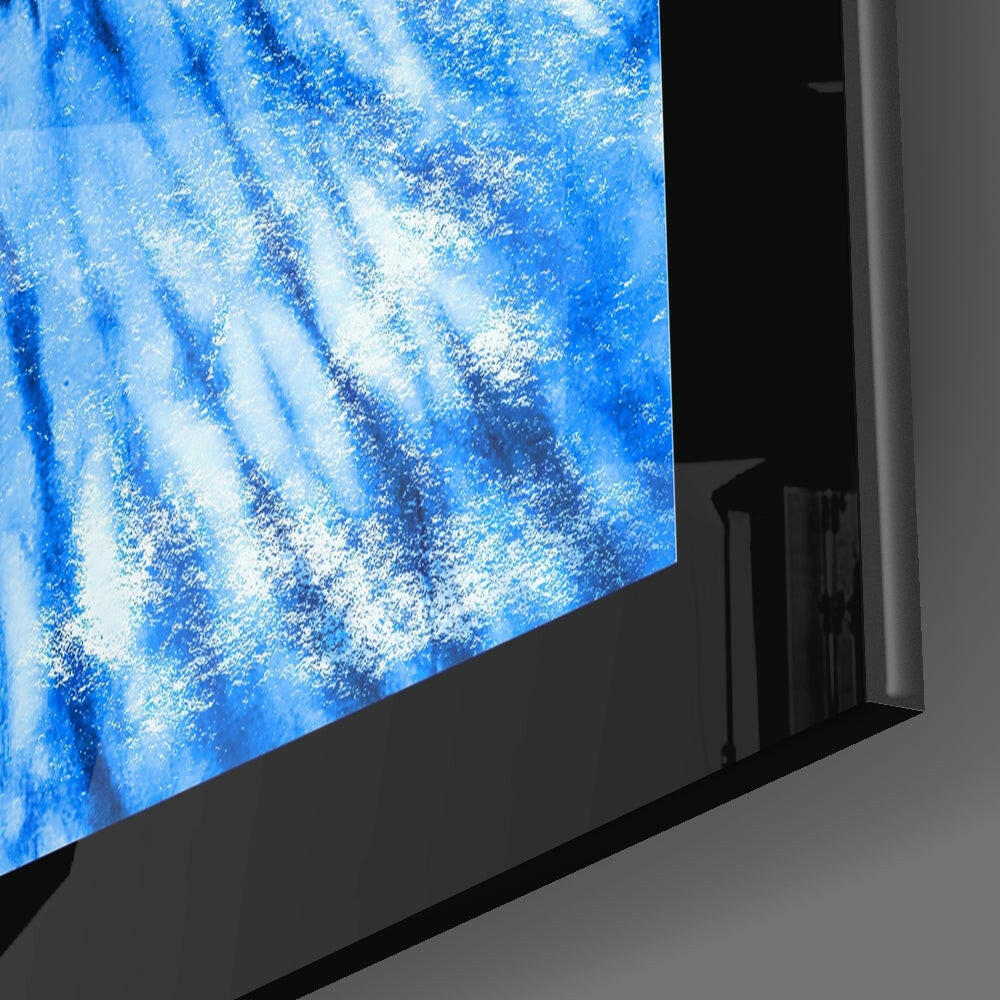 Blue Tie Dye Vortex Glass Wall Art