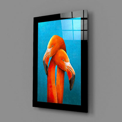 Flamingo Duo Glass Wall Art