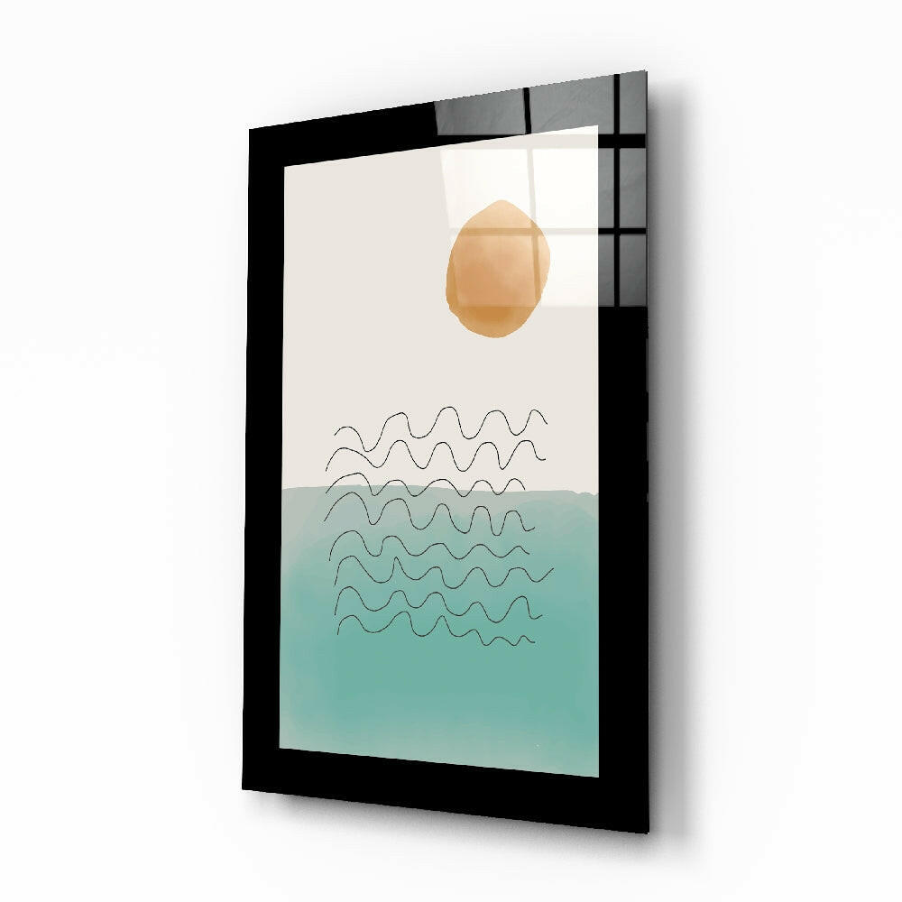 Windy sea minimalist glass wall art print