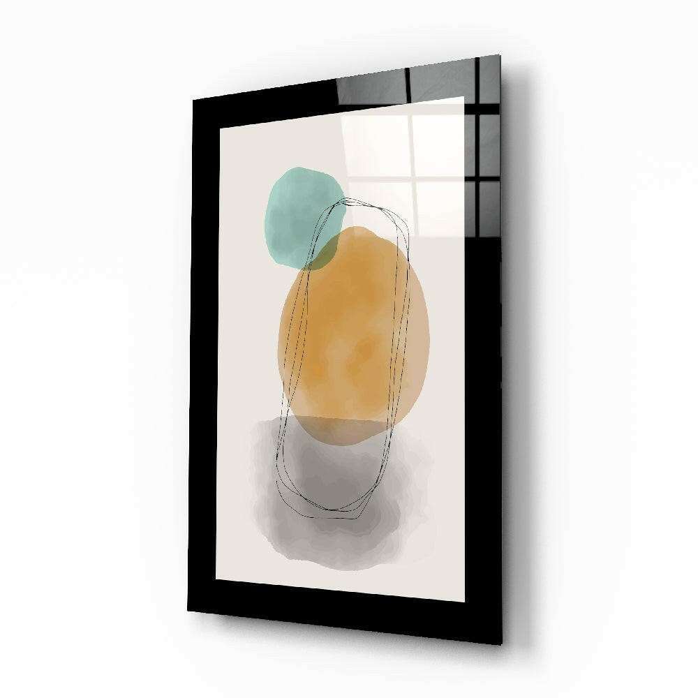 Amber watercolor abstract glass wall art
