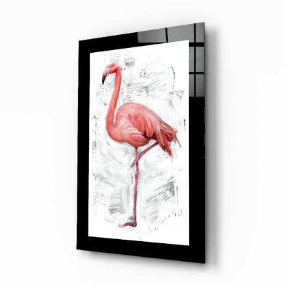 Lonely flamingo glass wall art